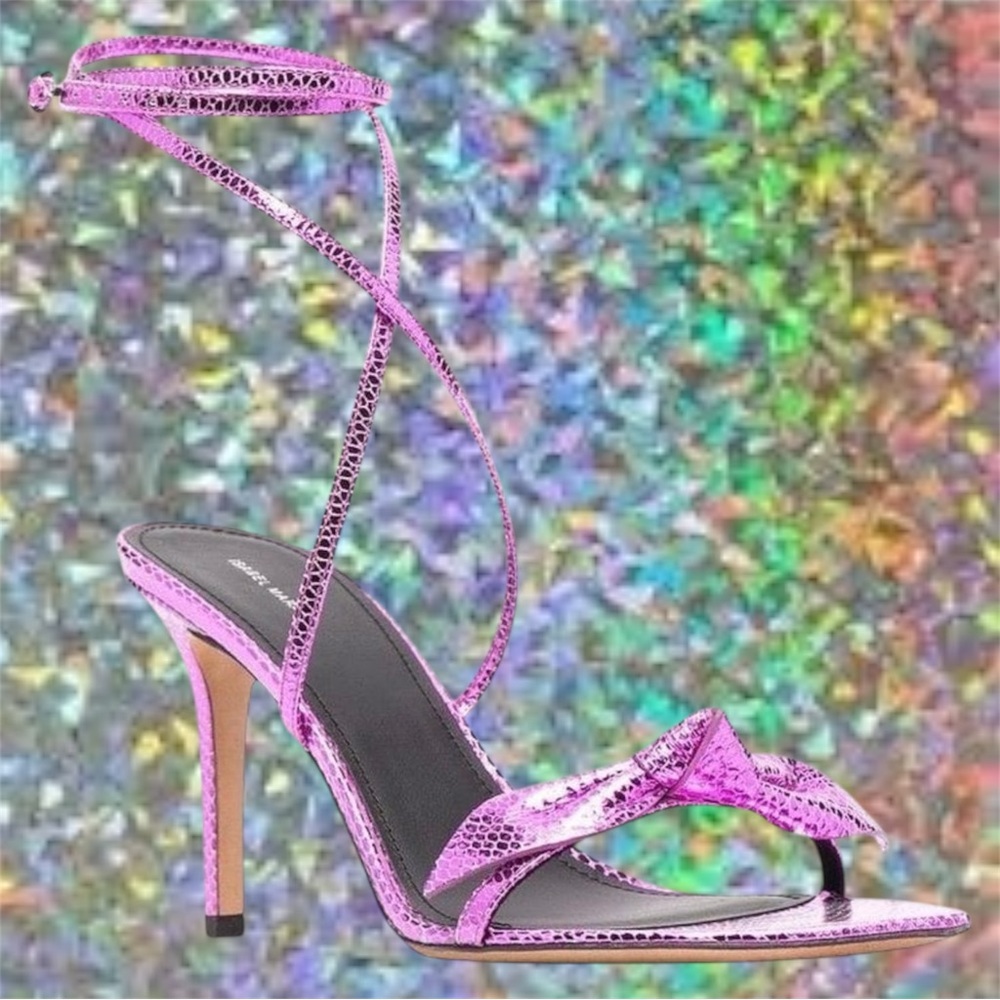 ISABEL MARANT metallic Snakeskin Bow Sandals High Heels 9 40 80s fairy Y2K 2000s - Picture 7 of 17